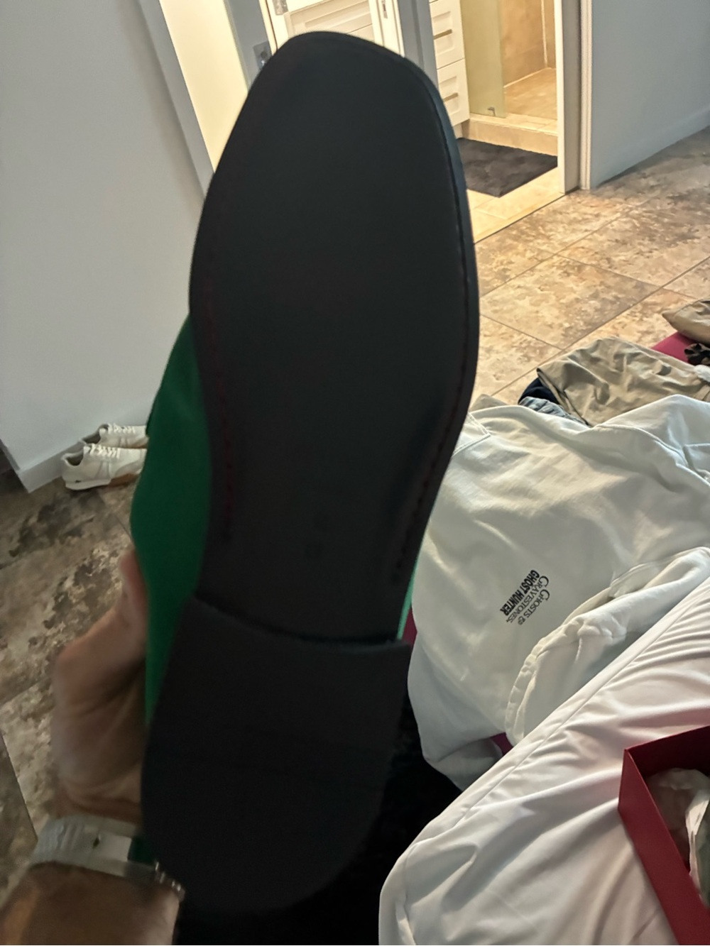 Salvatore Ferragamo Emerald Green Suede Penny Loafers - Picture 3 of 5